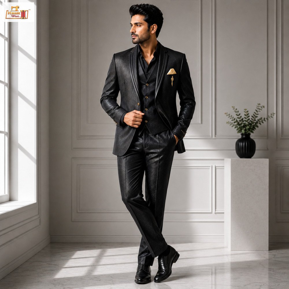 Premium Men's 3-Piece Shiny Formal Suit – Designer Wedding & Party Wear