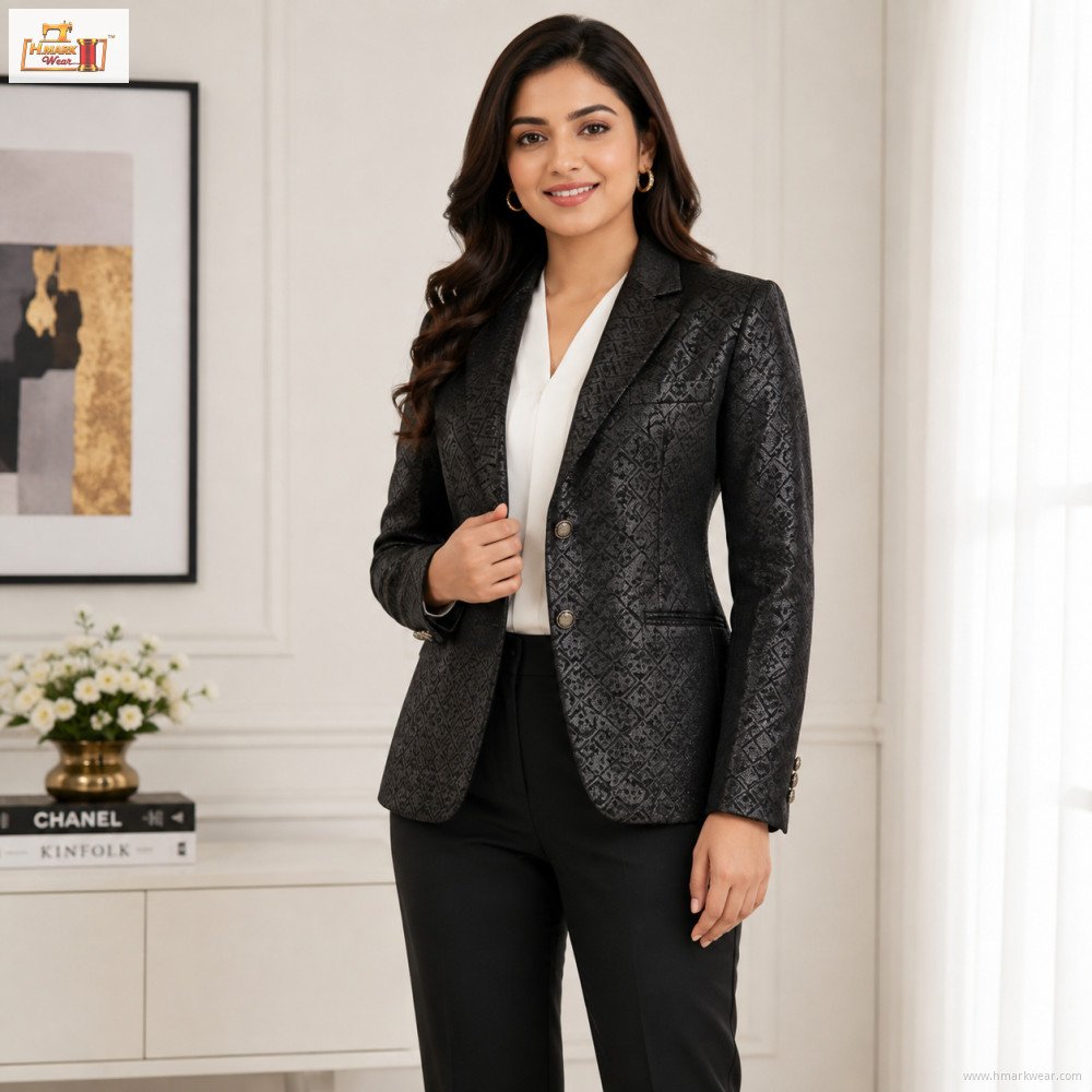 Black & Silver Patterned Women’s Blazer
