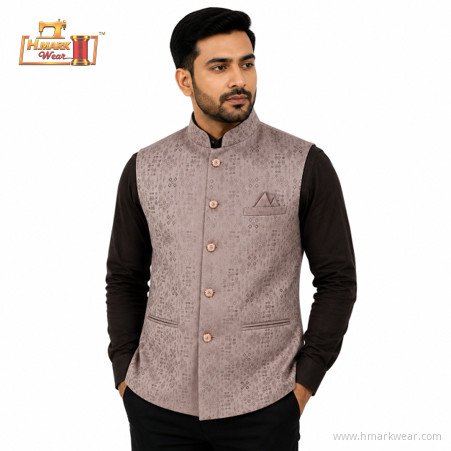 HMARK WEAR Mocha Brown Patterned Modi Coat
