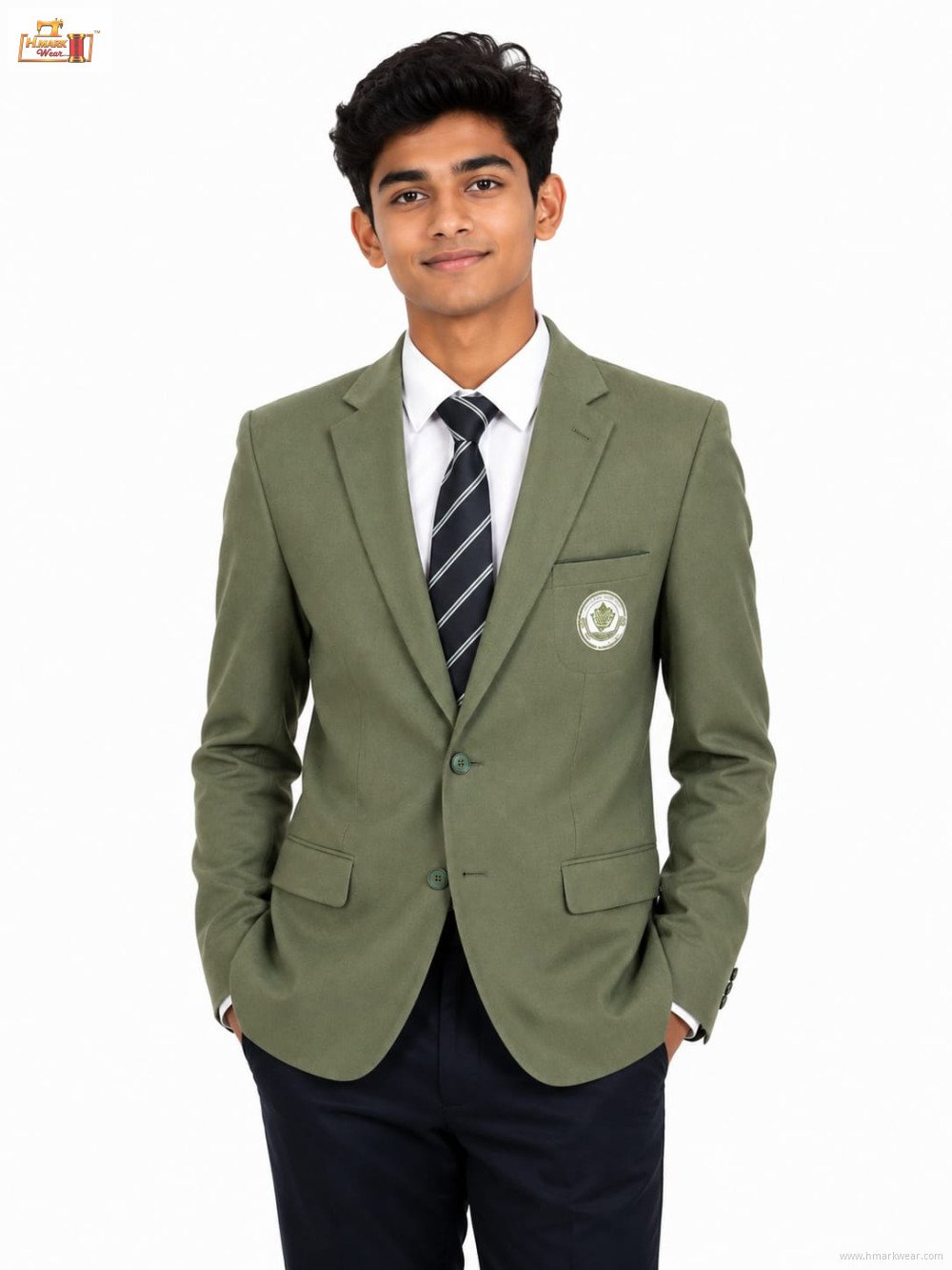 Olive Green Crest Institute Blazer