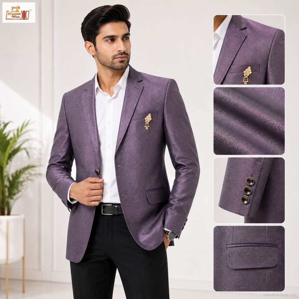 Classic Textured Purple Blazer