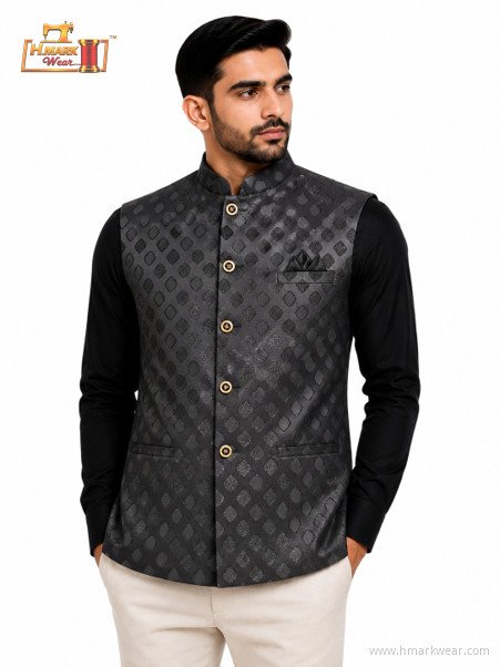 HMARK WEAR Black Silver Diamond Modi Coat