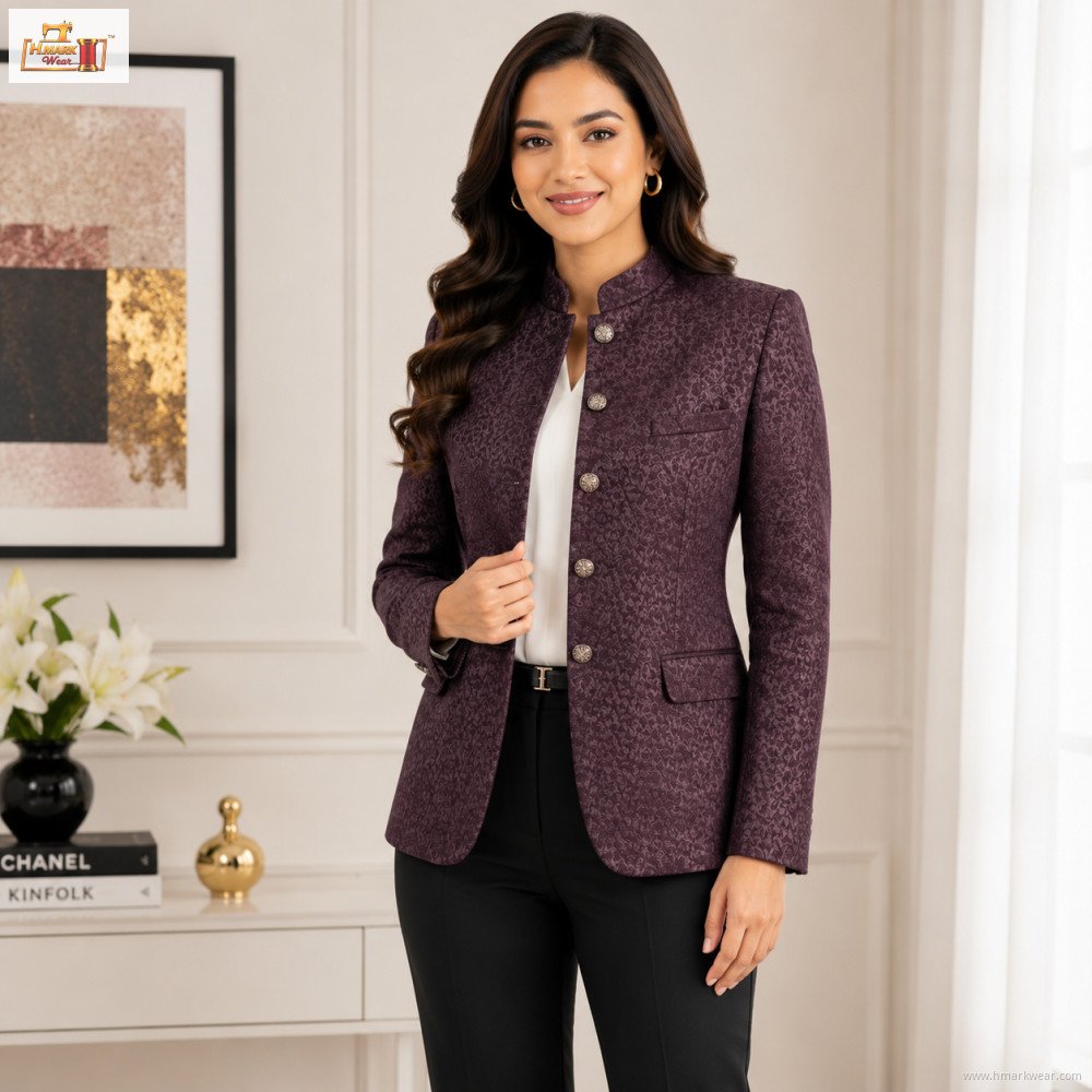 Burgundy Textured Women’s Blazer