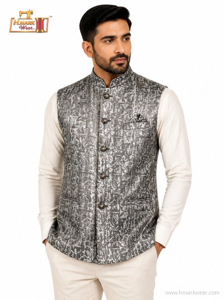HMARK WEAR Silver Black Abstract Modi Coat