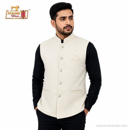 HMARK WEAR Classic Ivory Textured Modi Coat