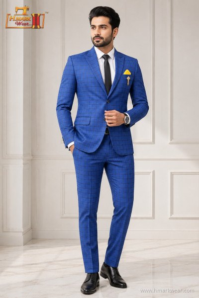 Men's Premium Maroon Windowpane Party Wear 3-Piece Suit Set