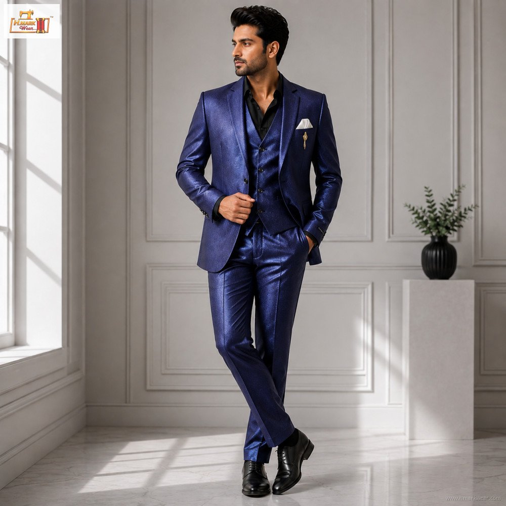 Premium Men's 3-Piece Shiny Formal Suit – Designer Wedding & Party Wear