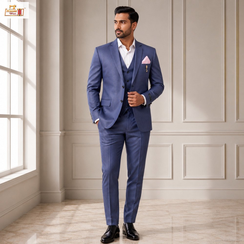 Men's Premium Wine Party Wear 3-Piece Suit Set