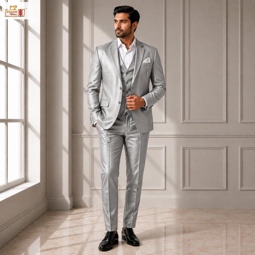 Men's Premium Wine Party Wear 3-Piece Suit Set
