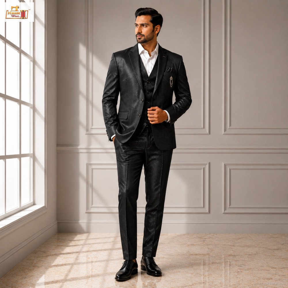 Men's Premium Royal Blue Party Wear 3-Piece Suit Set