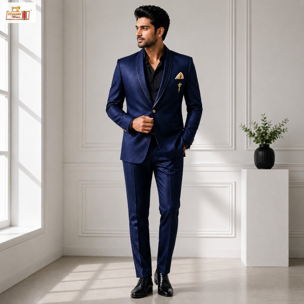 Men's Premium Black Party Wear Blazer with Shawl Lapel