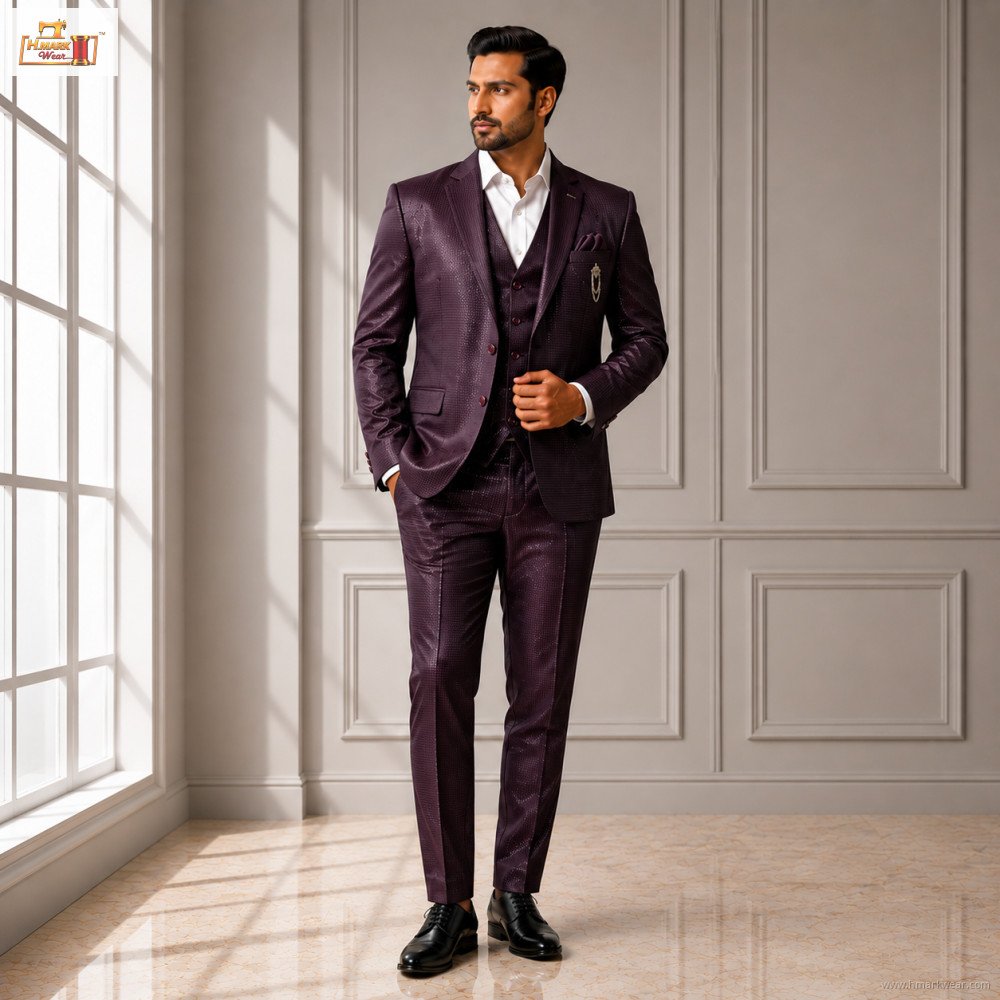 Men's Premium Royal Blue Party Wear 3-Piece Suit Set