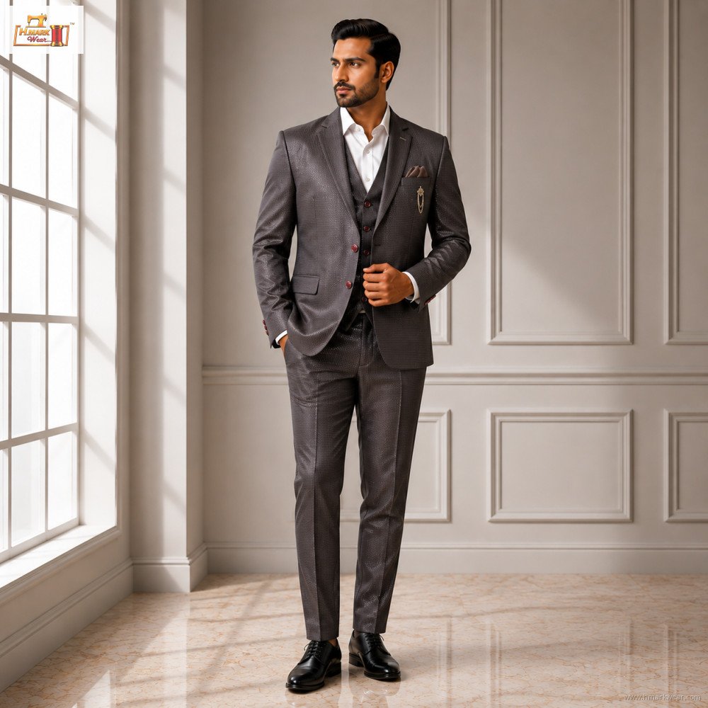 Men's Premium Royal Blue Party Wear 3-Piece Suit Set