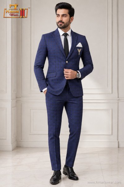 Men's Premium Maroon Windowpane Party Wear 3-Piece Suit Set